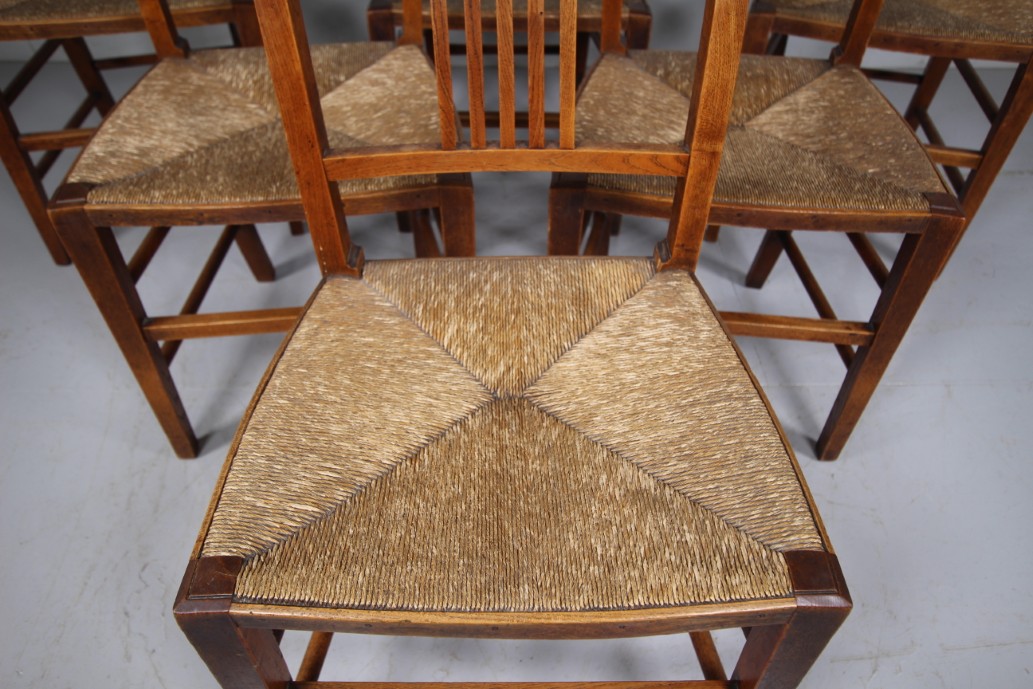 Set of Six Early 19th Century Antique Elm Country Dining Chairs - Image 9