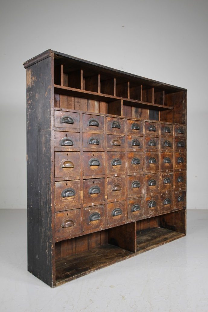 Amazing Large English 19th Century Antique Bank of Drawers