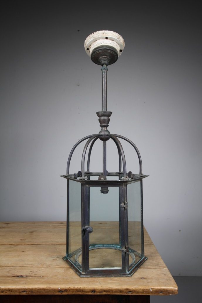 English 19th Century Bronze Antique Hallway Lantern