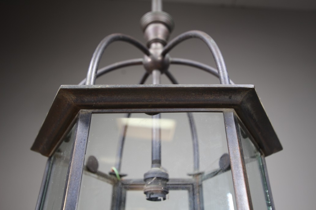 English 19th Century Bronze Antique Hallway Lantern