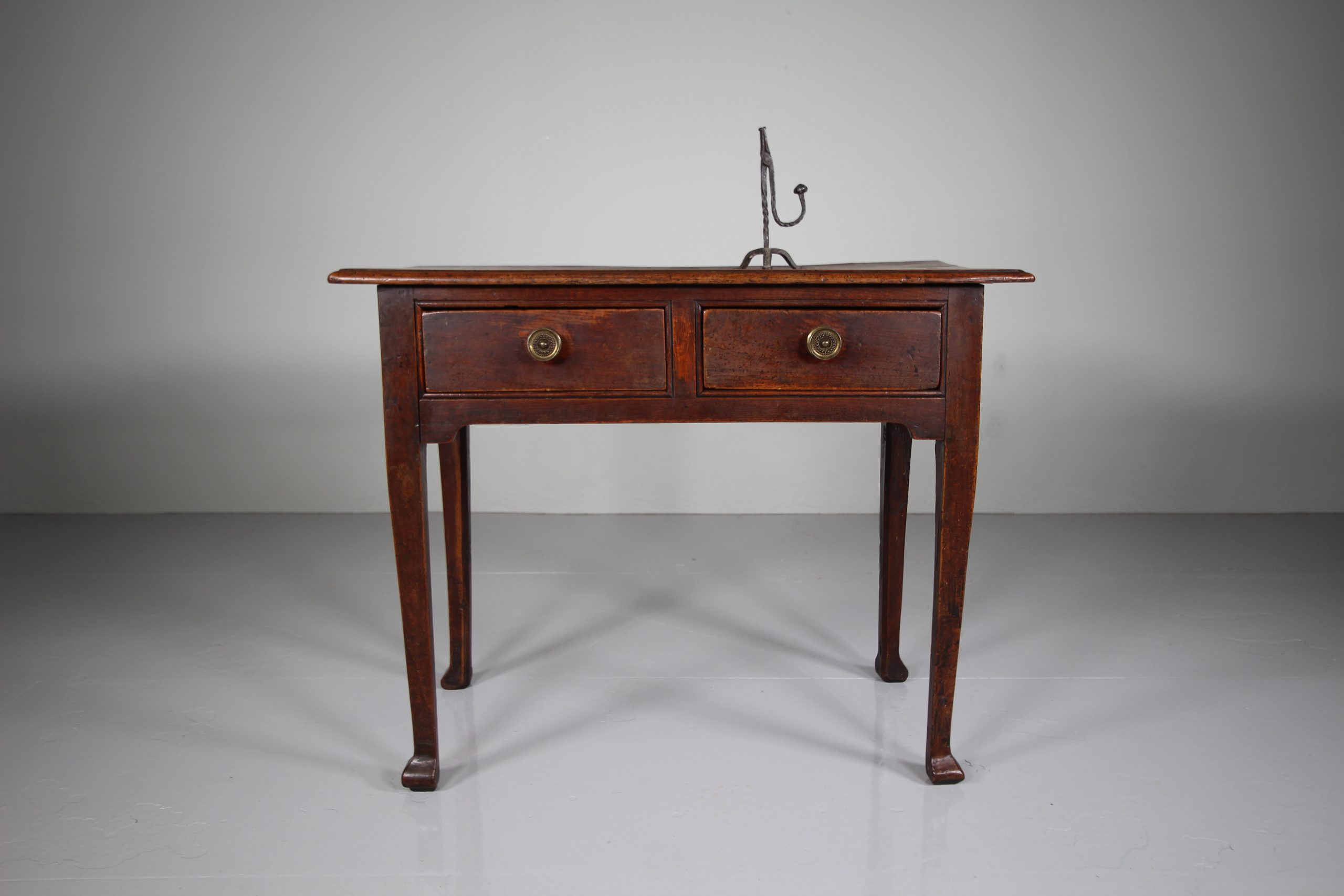 English 18th Century Antique Elm & Fruit Wood Side Table