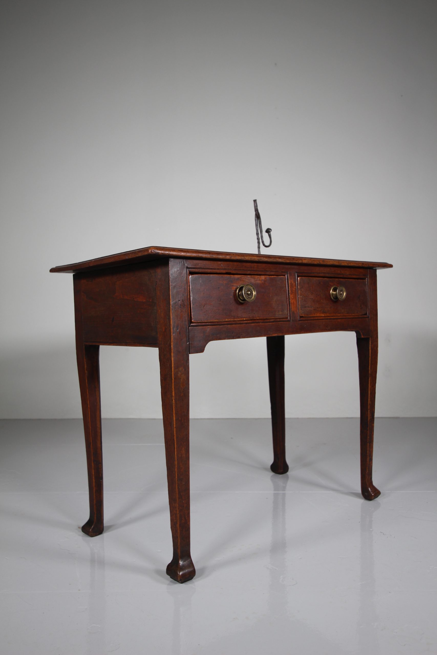 English 18th Century Antique Elm & Fruit Wood Side Table