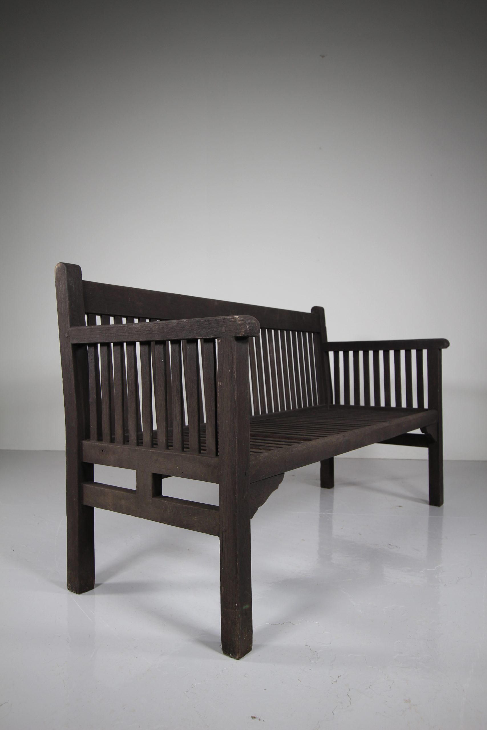 Heals Edwardian Antique Garden Bench Seat with Label