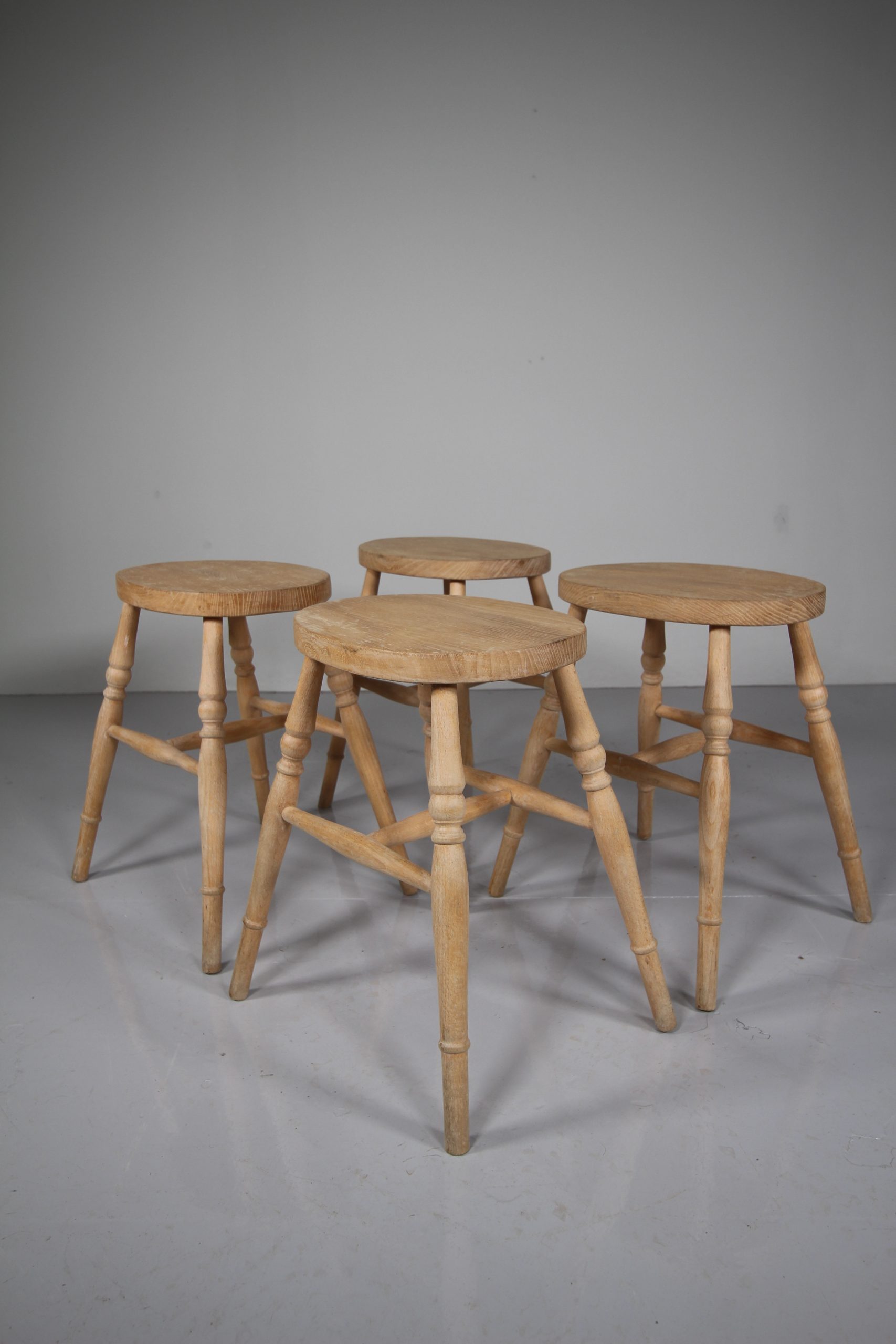 Set of Four English Oval Edwardian Antique Dining Stools