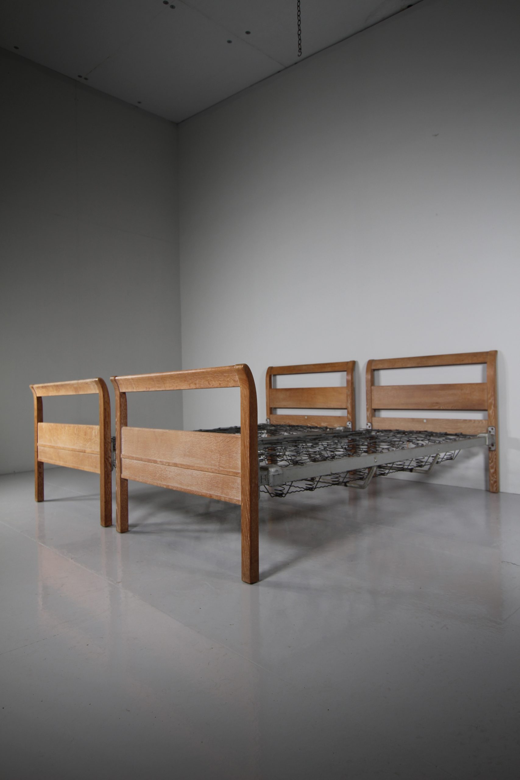Pair of 1920’s Heals Antique Oak Single Beds – Both Labelled