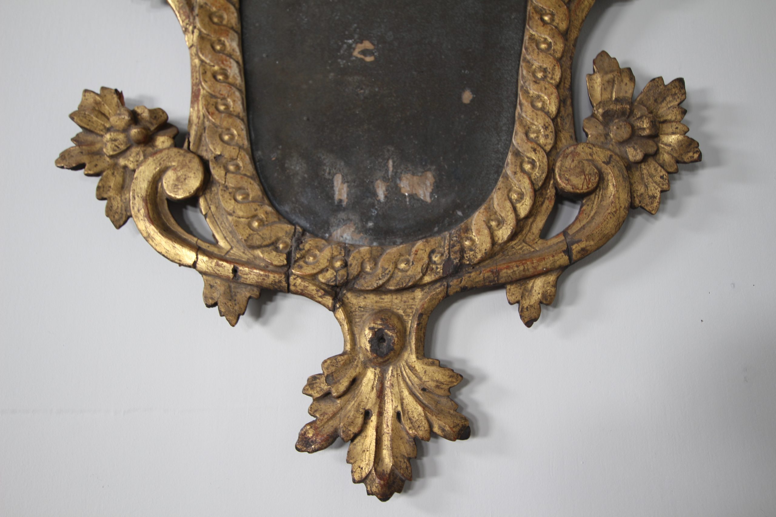 18th Century Antique Carved Wood & Gilt Decorative Wall Mirror - Image 8