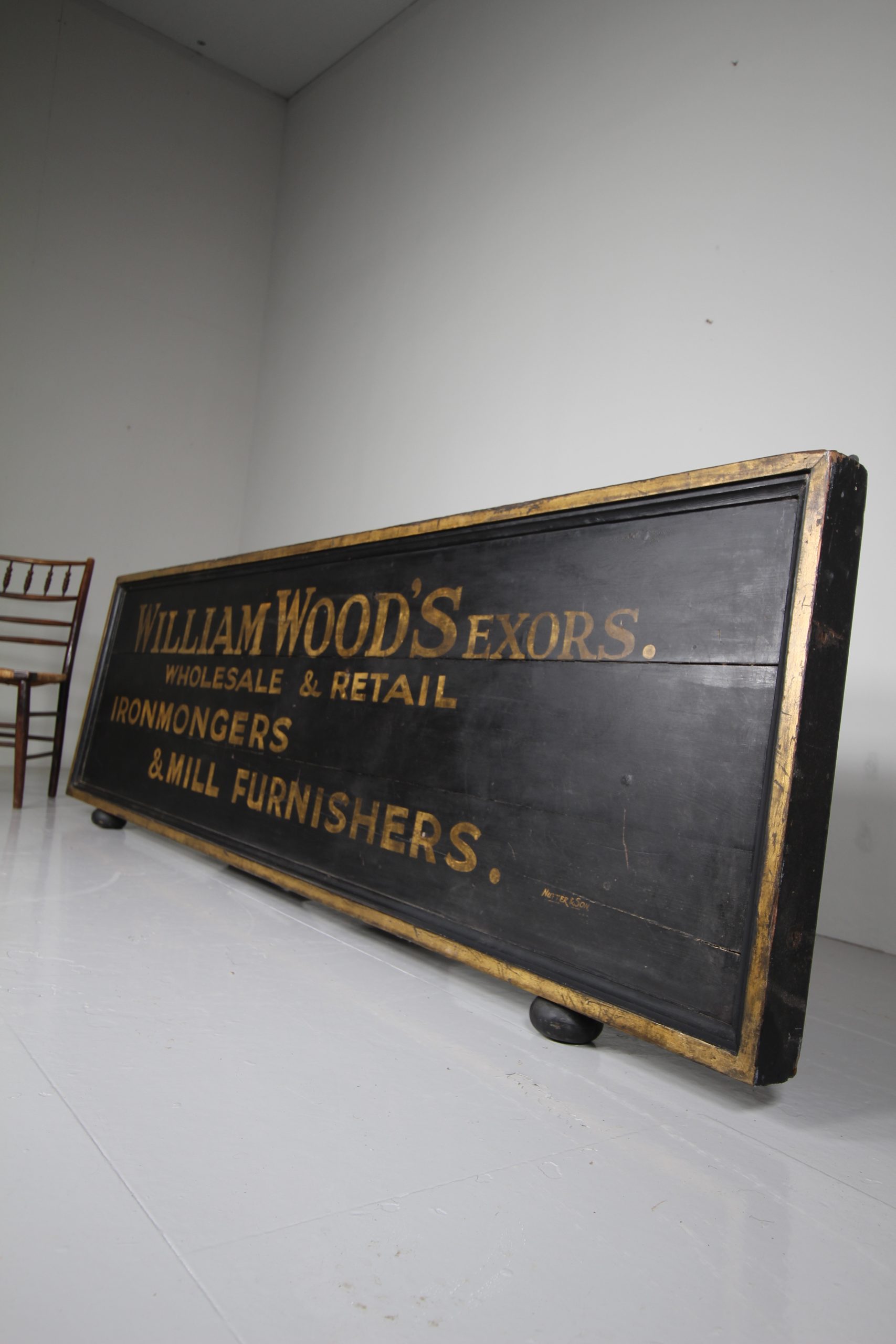 Huge Original Painted Pine Antique Ironmonger’s Trade Sign