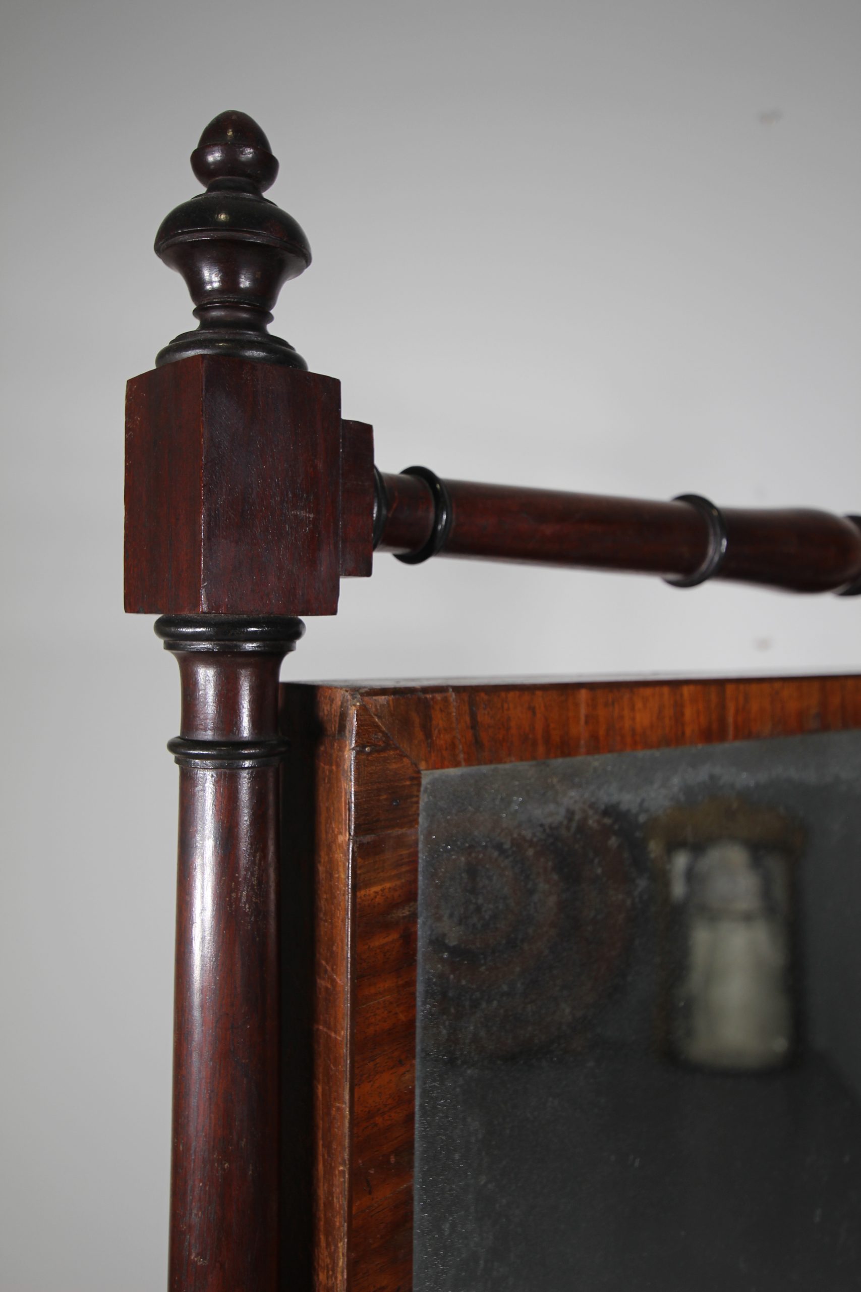 English Regency Quality Antique Mahogany Cheval Dressing Mirror - Image 4