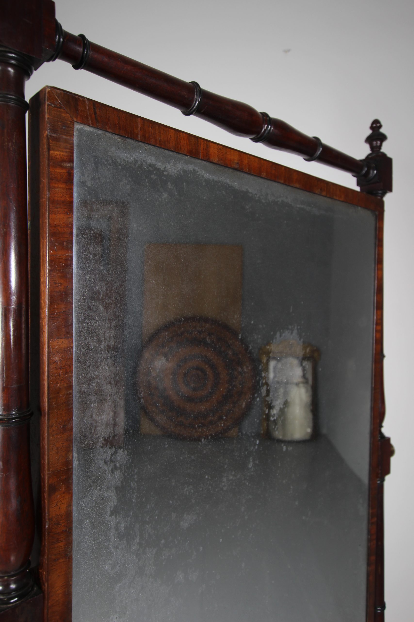 English Regency Quality Antique Mahogany Cheval Dressing Mirror - Image 5