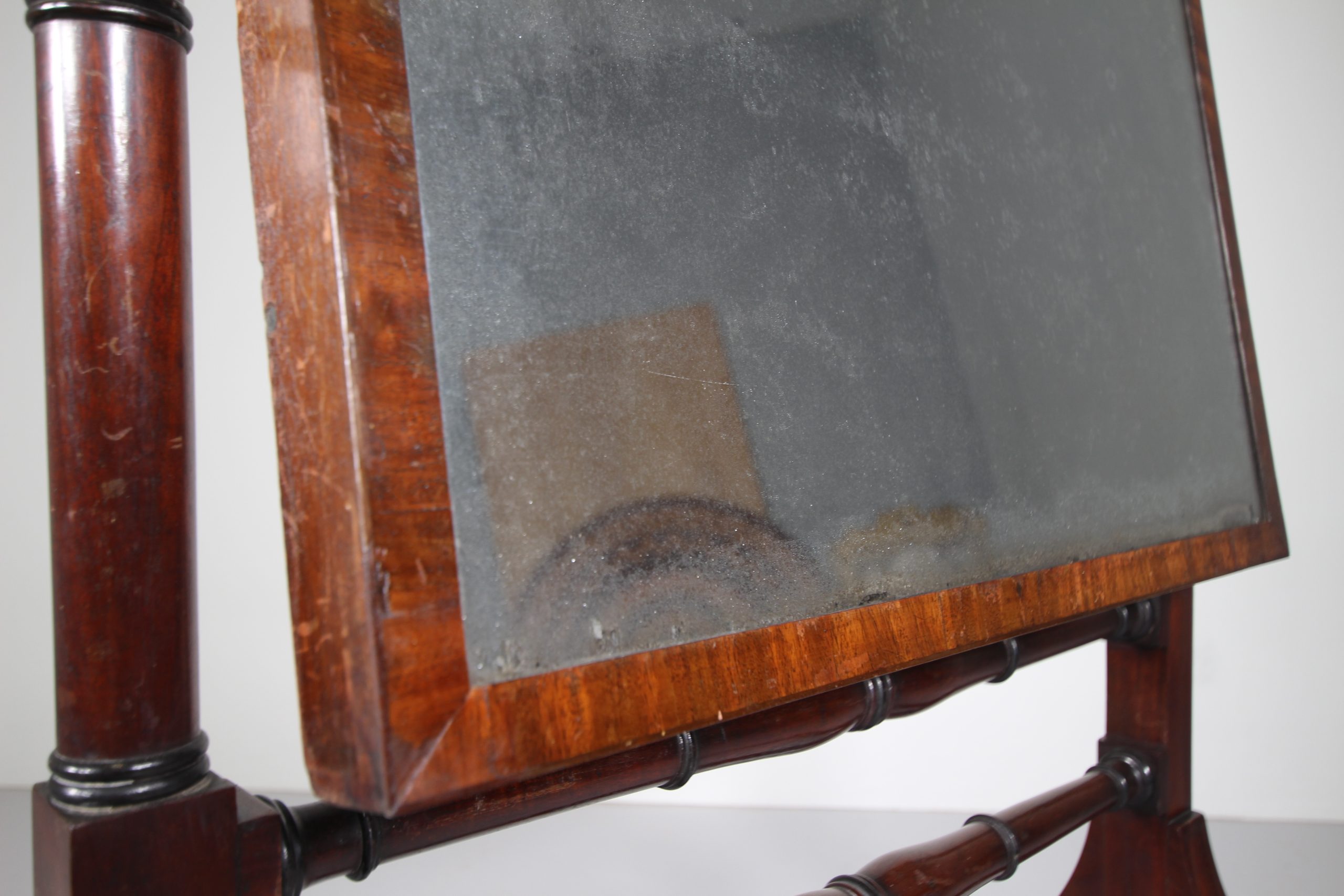 English Regency Quality Antique Mahogany Cheval Dressing Mirror - Image 3