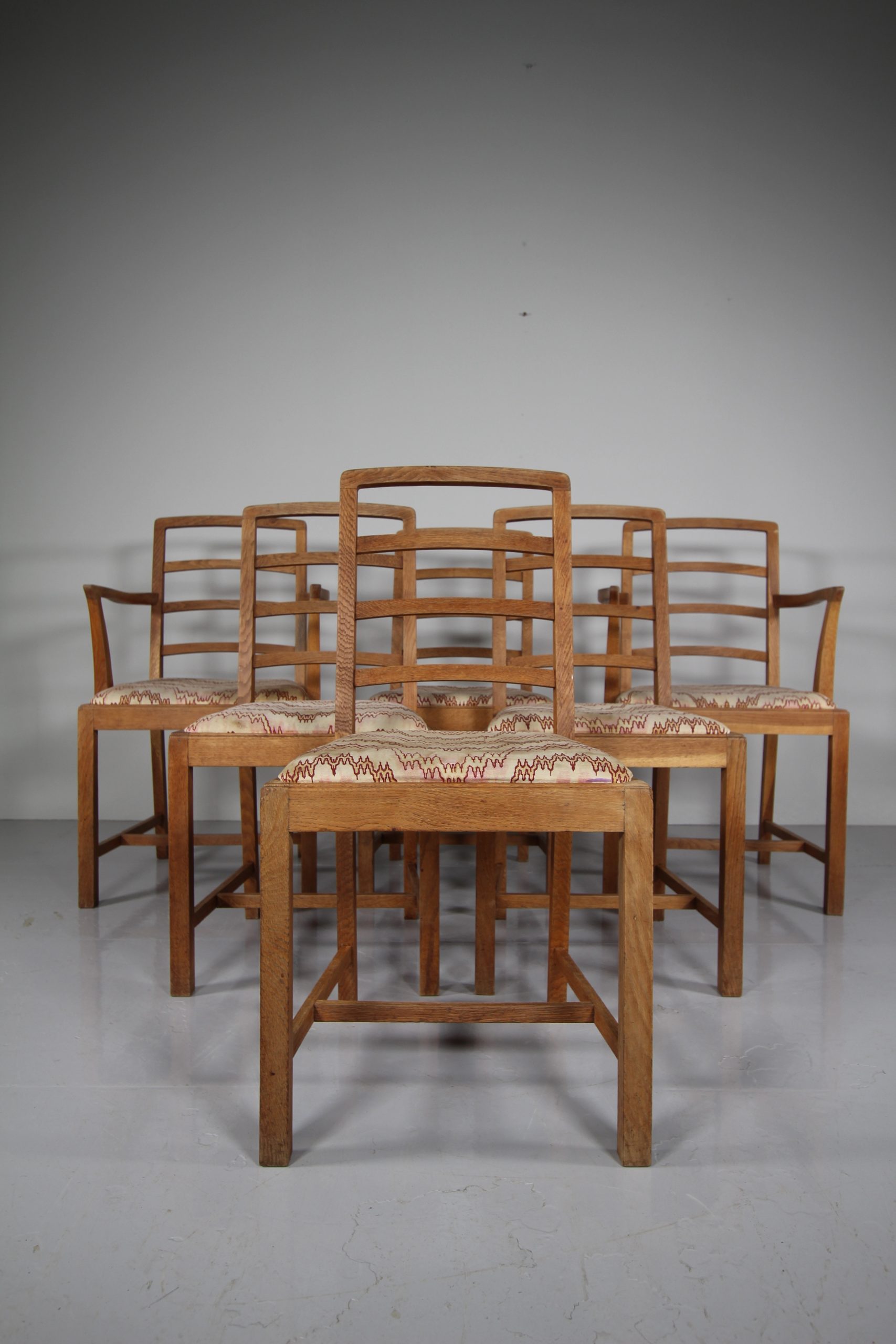 Set of Six Heals of London 1920’s Oak Dining Chairs