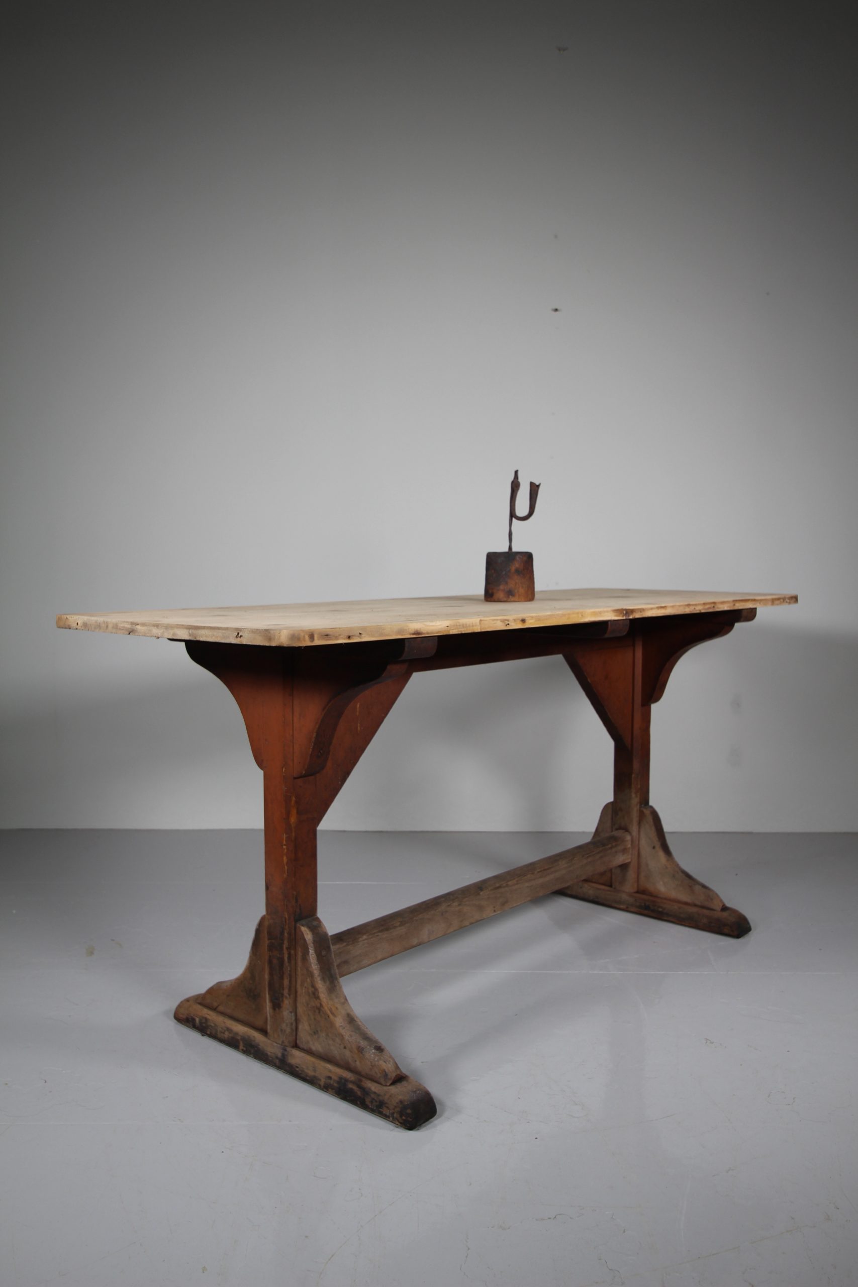 English 19th Century Antique Tavern Dining Table in Original Paint