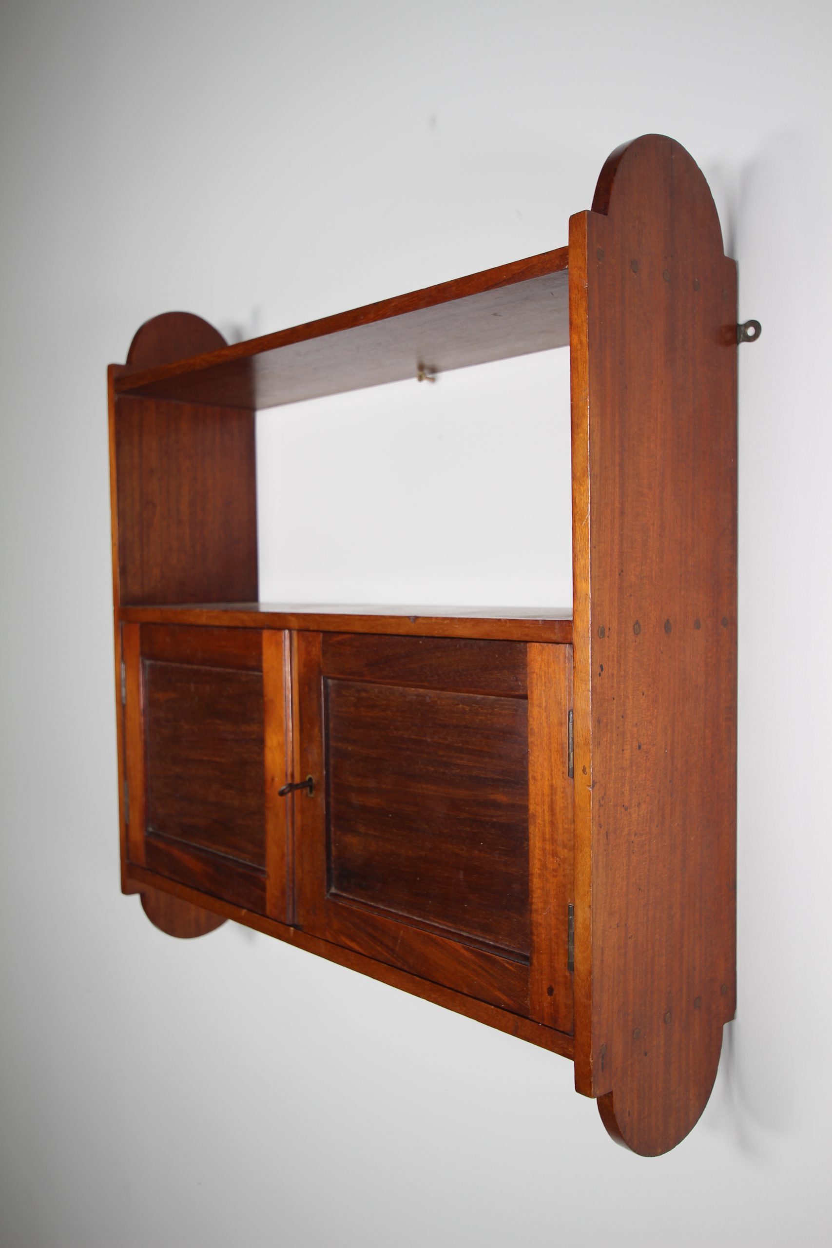 Rare Heals Antique Walnut Wall Cabinet