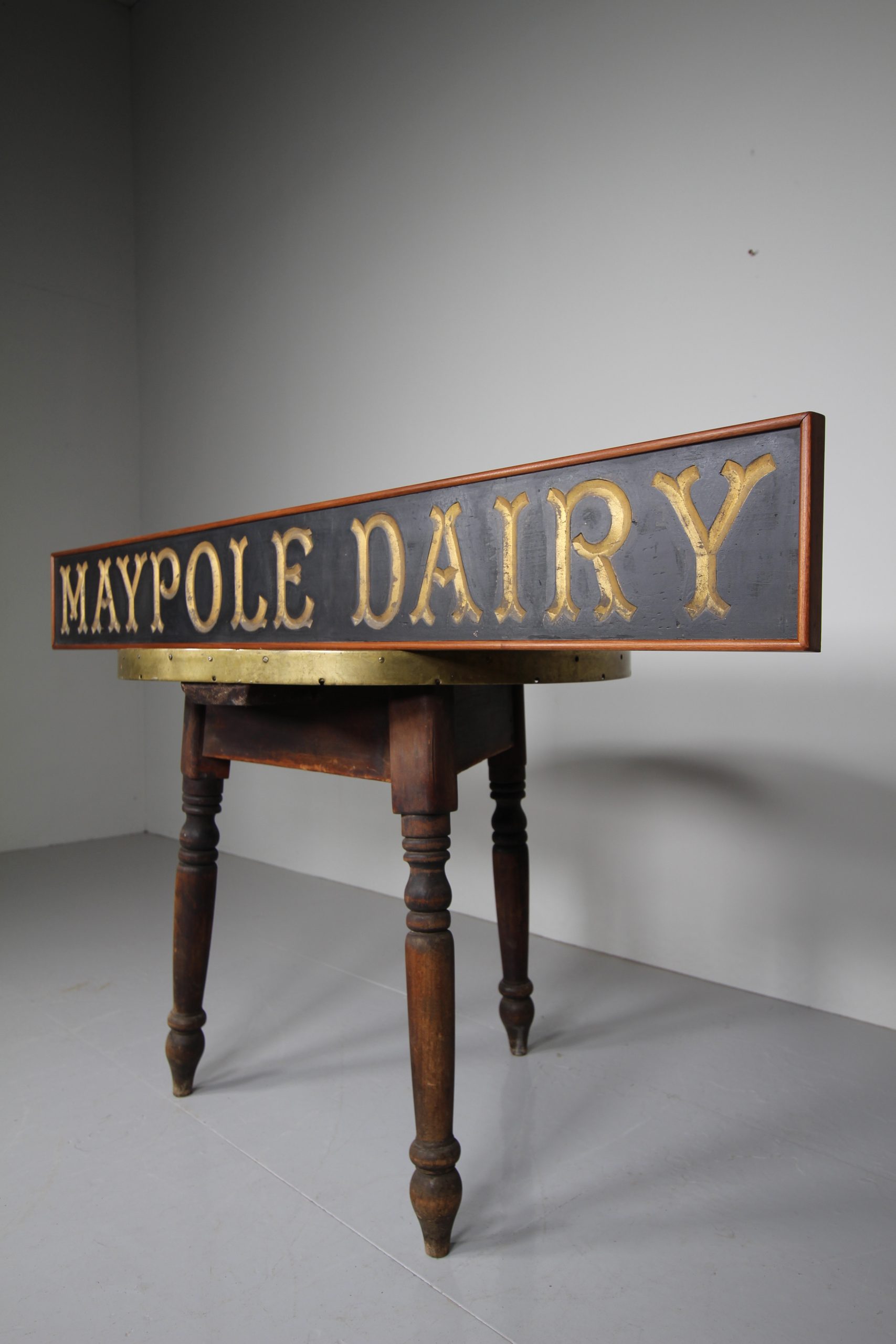 English Antique Maypole Dairy Carved & Gilt Sign