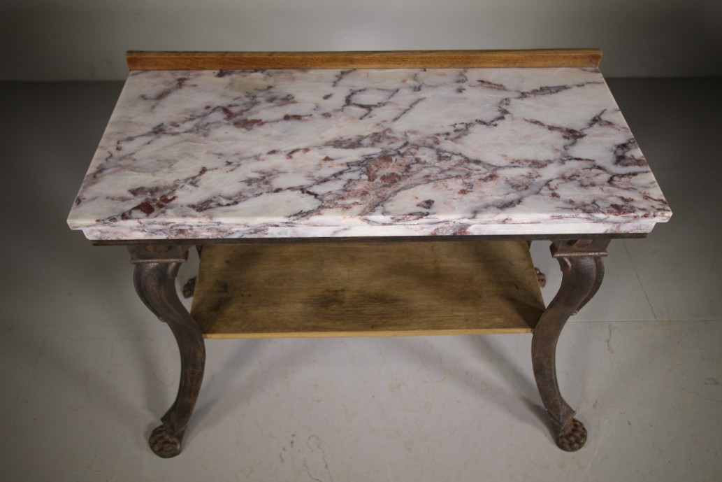 English 19th Century Antique Iron & Marble Side Table - Image 5