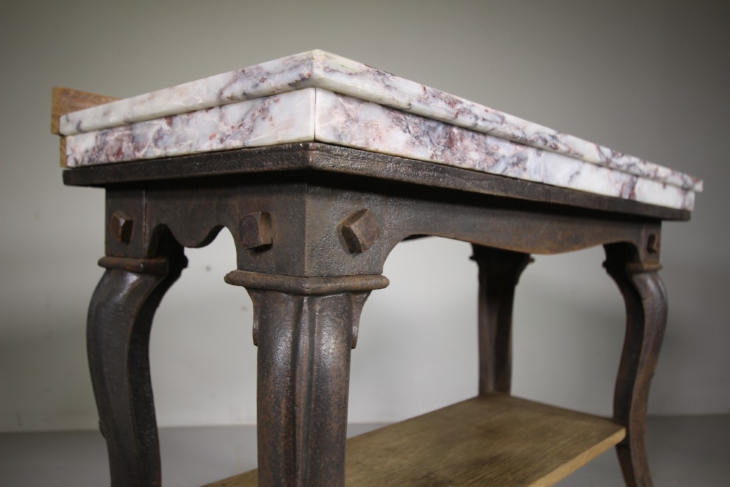 English 19th Century Antique Iron & Marble Side Table - Image 7