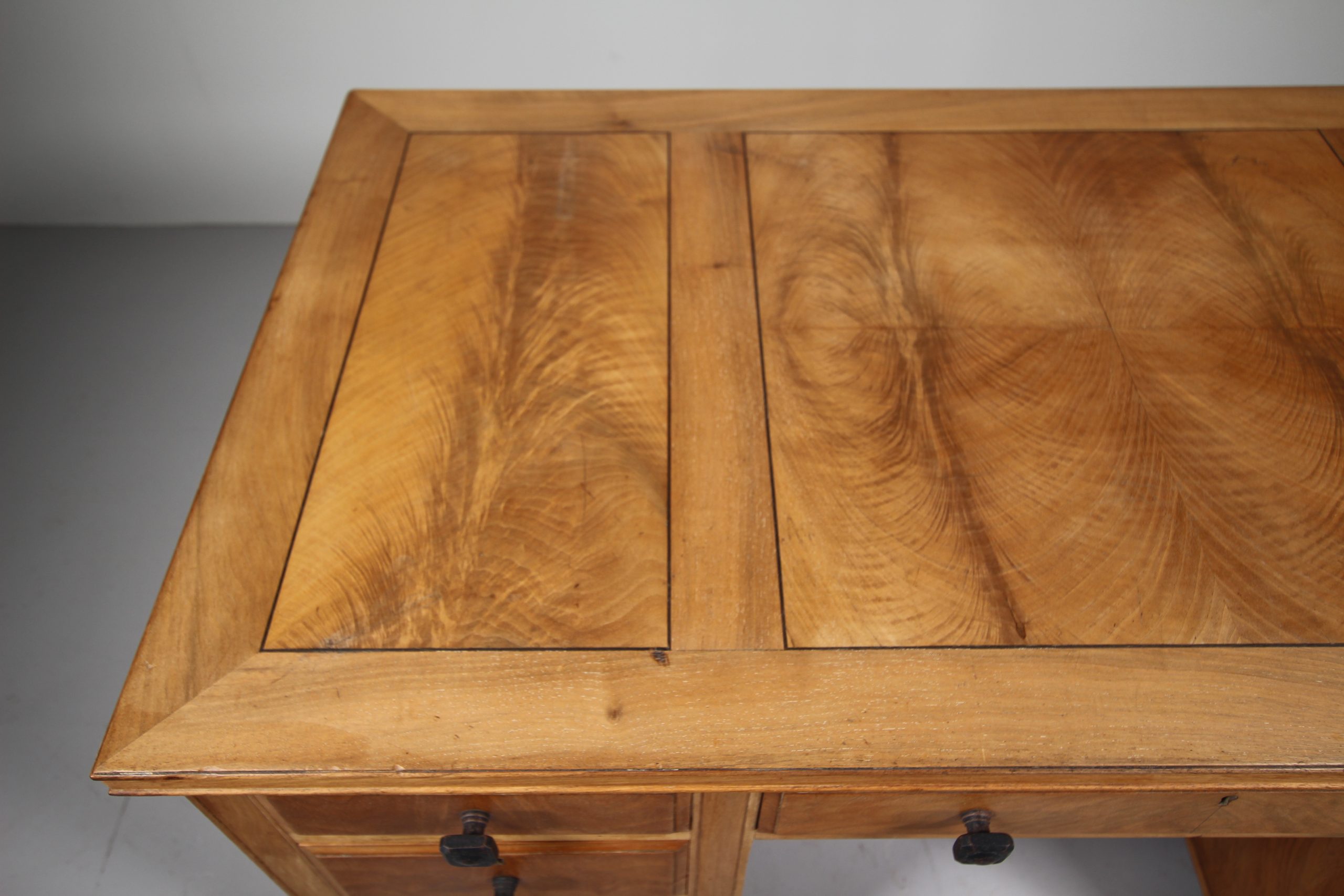Heals Quality Antique Kneehole Writing Desk - Labelled - Image 6