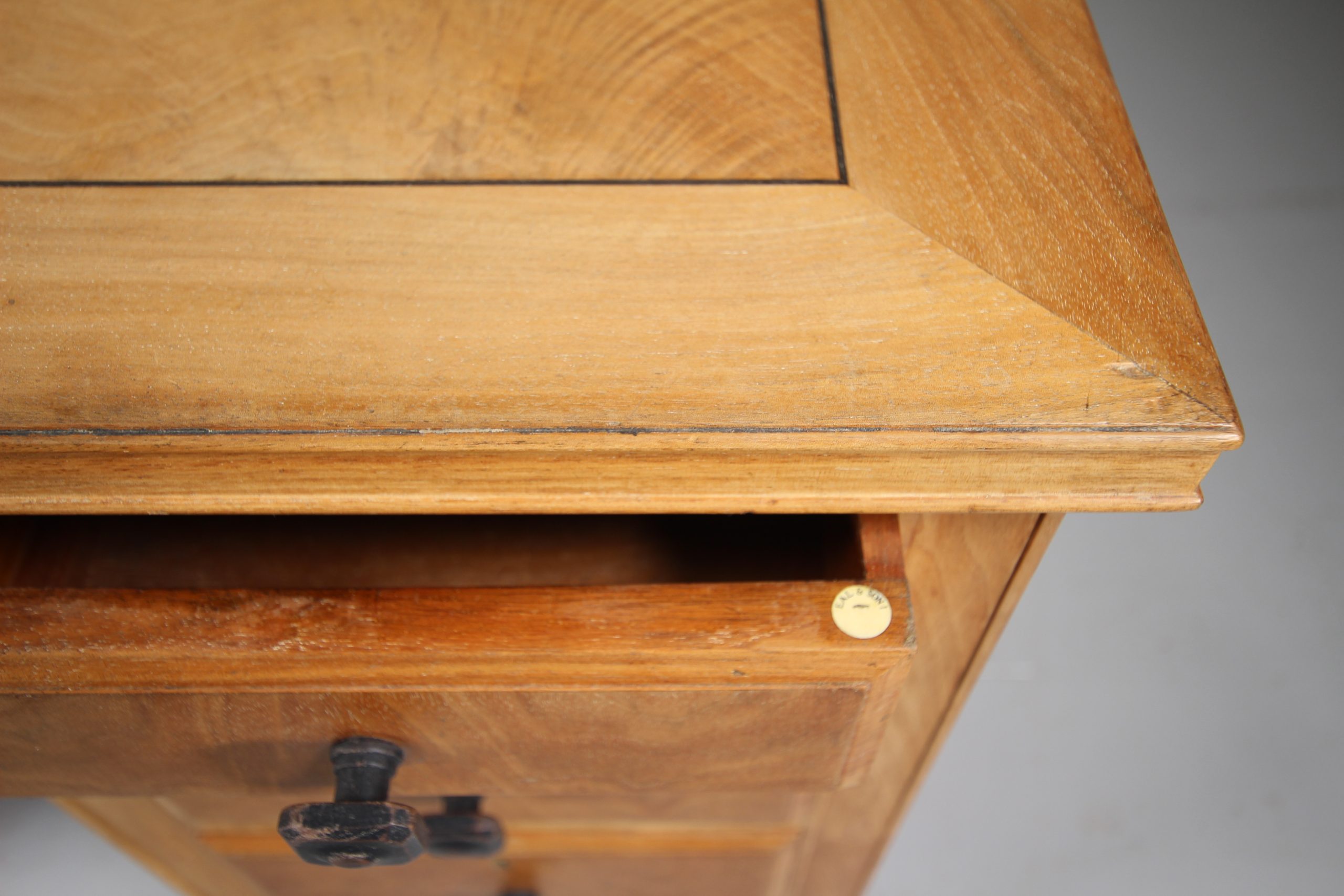 Heals Quality Antique Kneehole Writing Desk - Labelled - Image 7