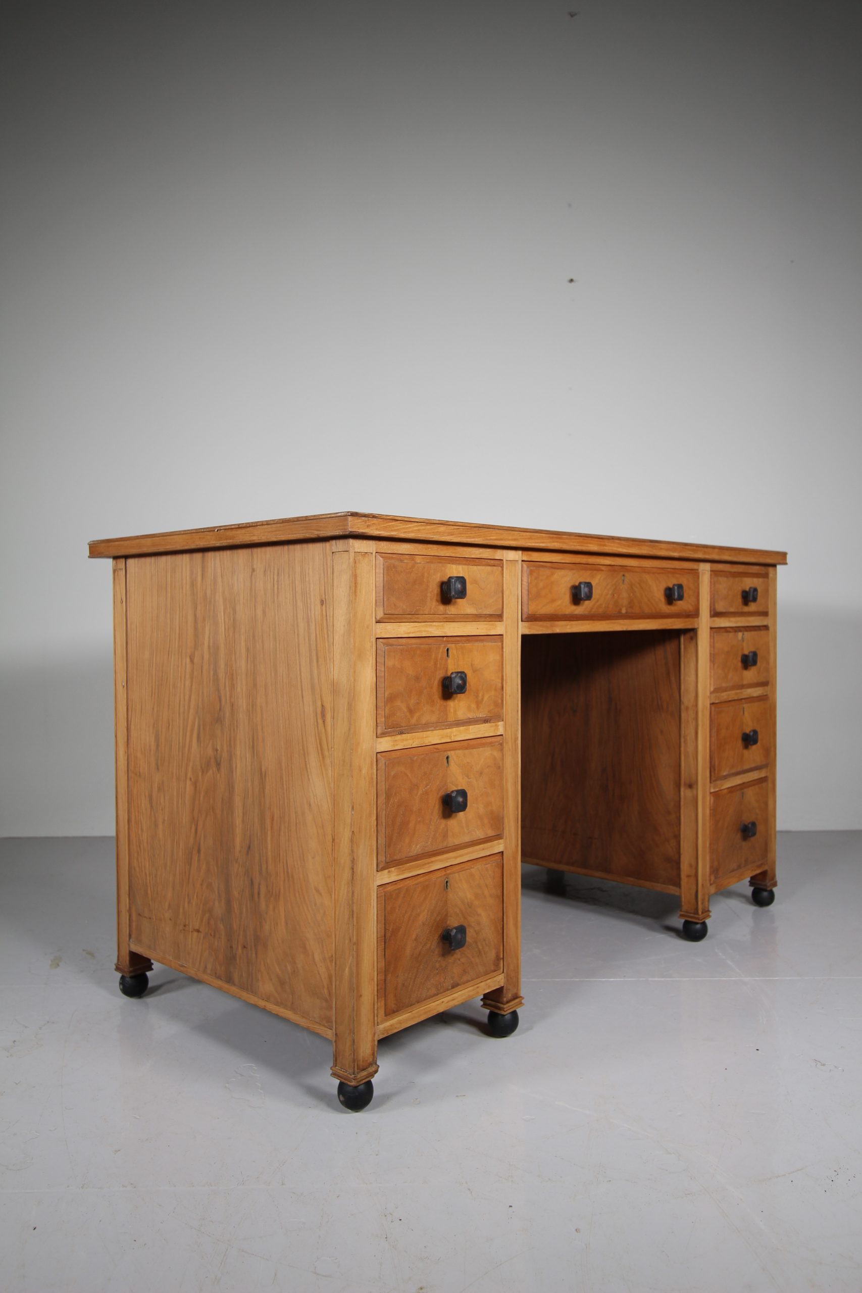 Heals Quality Antique Kneehole Writing Desk – Labelled