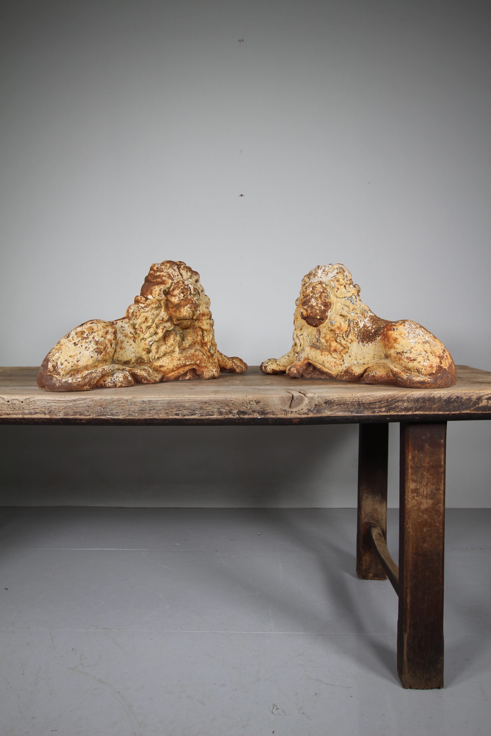 True Pair of English 19th Century Antique Cast Iron Lion Boot Scapers